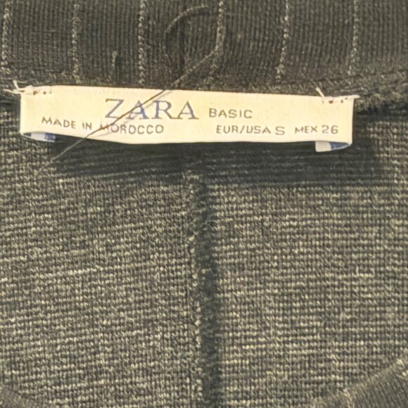 Zara Basic Black Pinstripe Long Sleeve Dress With Pockets Sz S Dress - Picture 4 of 12